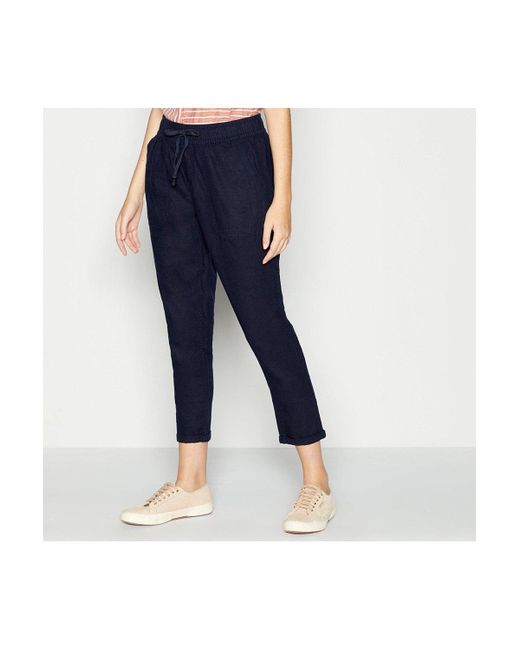 PRINCIPLES Blue Tapered Linen Blend Trousers