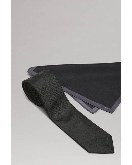 Burton 1904 Black Design Tie And Pocket Square Set for men