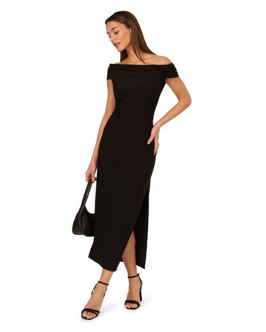 Adrianna Papell Black Matte Jersey Long Dress