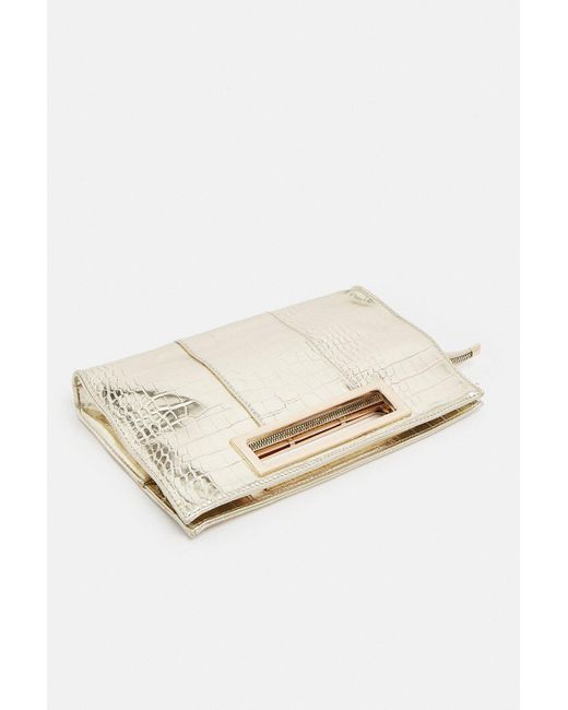Coast Natural Rectangle Croc Clutch With Cut Out Handle