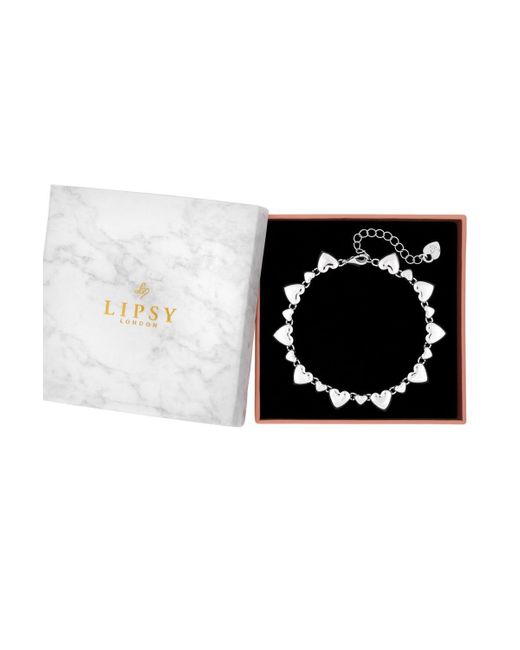 Lipsy Black Silver Polished Heart Bracelet - Gift Boxed