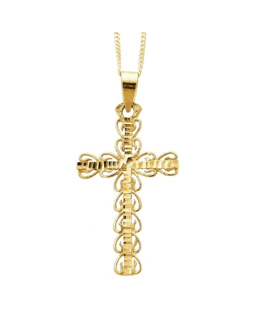 The Fine Collective Metallic Fancy Cross Pendant 18 Inch Curb Chain
