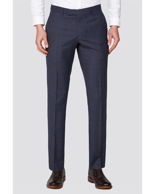 Racing Green Blue Tailored Check Trouser for men