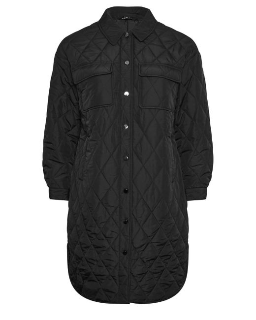 Yours Black Quilted Longline Jacket