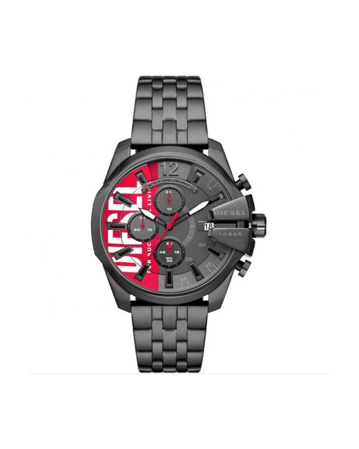 DIESEL Red Baby Chief Stainless Steel Fashion Analogue Quartz Watch - Dz4600 for men