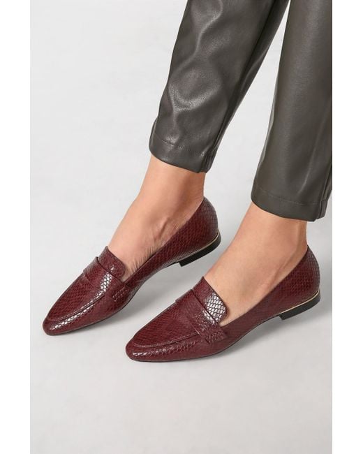 Long Tall Sally Brown Metal Trim Loafers