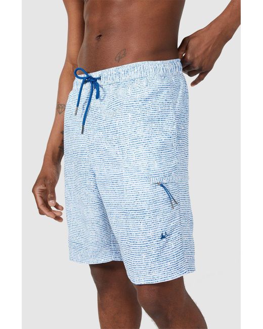 Mantaray White Quick Dry Wave Stripe Print Cargo Swimshort for men