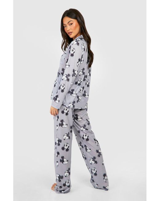 Boohoo Blue Disney Mickey Mouse Button Up Pyjama Trouser Set