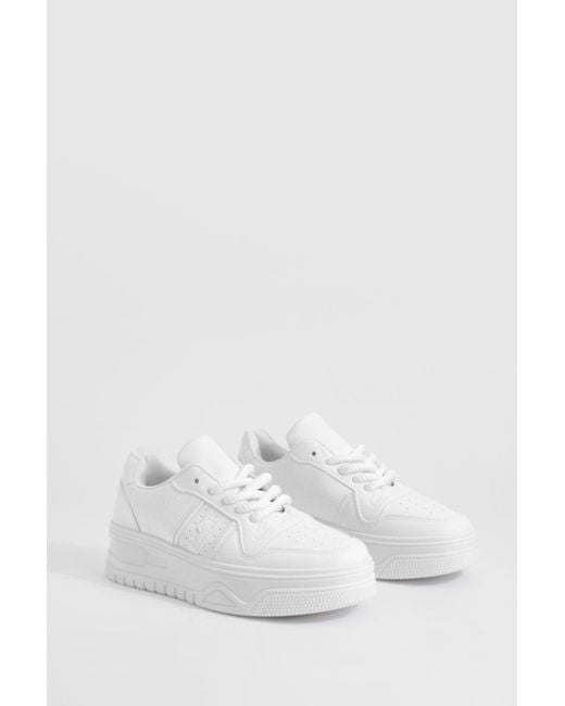 Boohoo White Chunky Contrast Panel Sneakers