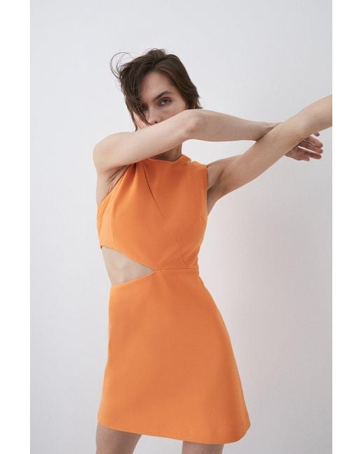 Karen Millen Orange Figure Form Cut Out Mini Dress