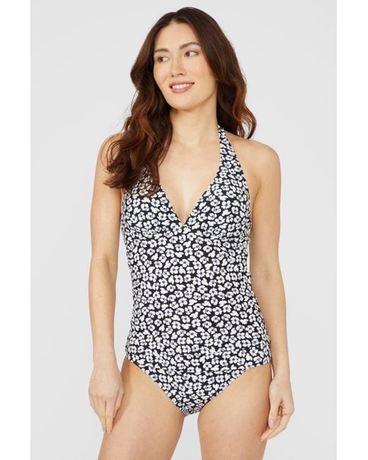 DEBENHAMS Mono Ditsy Tankini Top in Blue Lyst UK