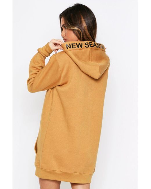 MissPap Orange New Season Slogan Drawstring Hooded Dress