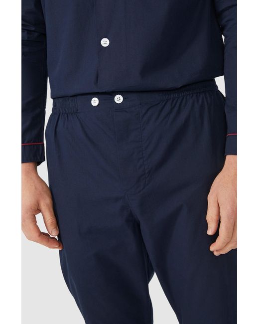 DEBENHAMS Blue Plain Cotton Poplin Pyjama for men