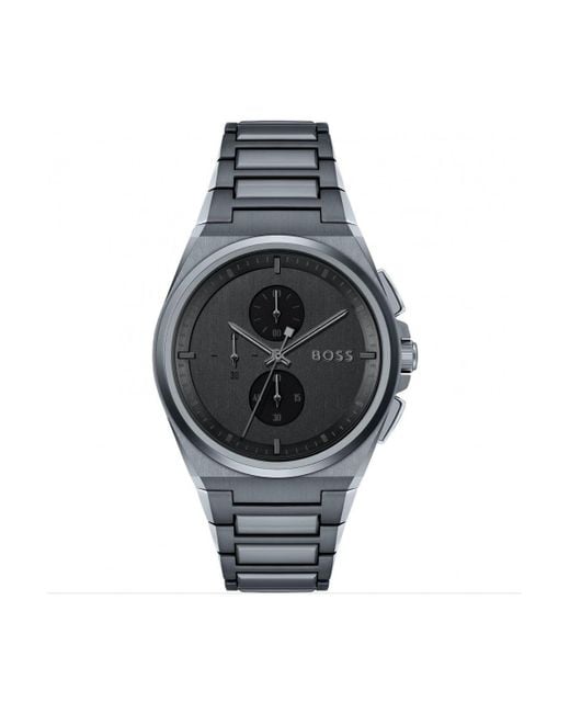 Black metal hugo boss watch sale