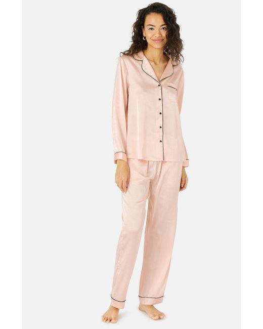 Accessorize Pink Satin Full Length Pyjama Set