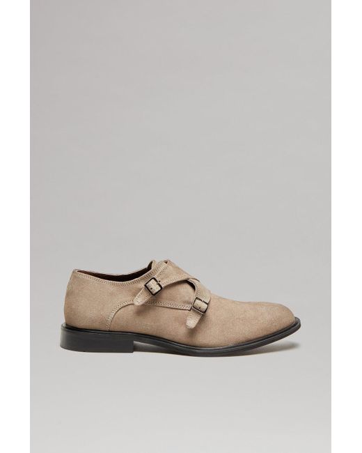 Burton Gray Premium Suede Monk Shoes for men