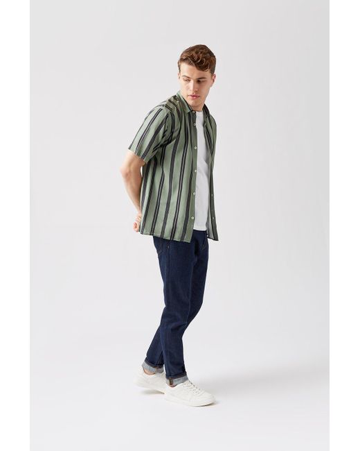 Burton Blue Khaki Striped Shirt for men