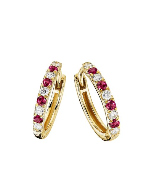 Created Brilliance White Julia Yellow Gold Lab Grown Diamond And Created Ruby Earrings