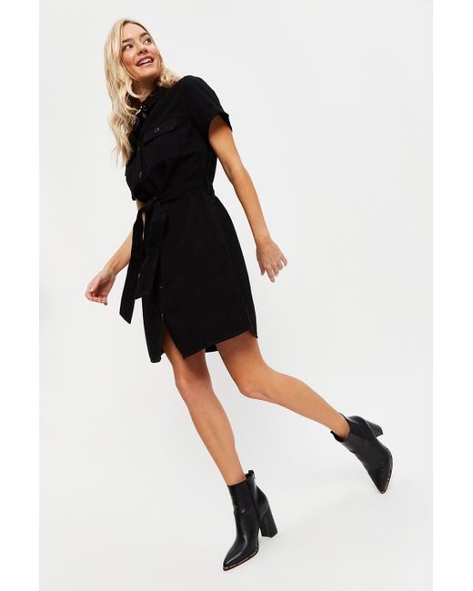 Dorothy Perkins Black Denim Shirt Dress