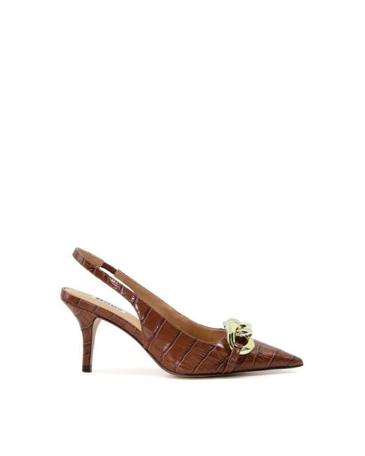 Dune Brown 'canary' Leather Strappy Heels