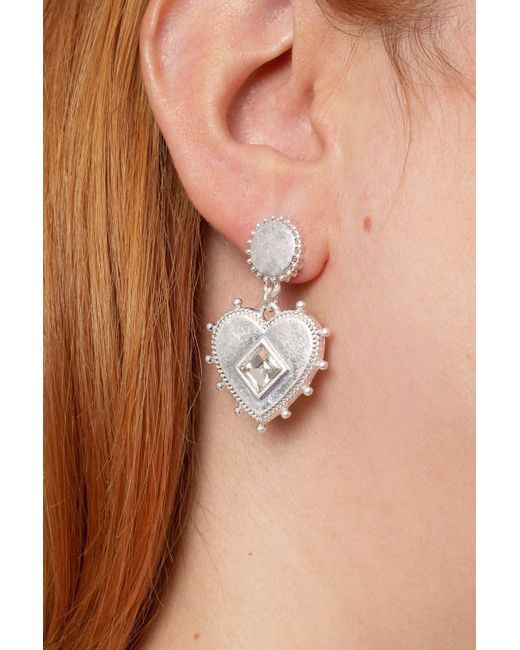 Bibi Bijoux White Silver 'devotion' Heart Earrings