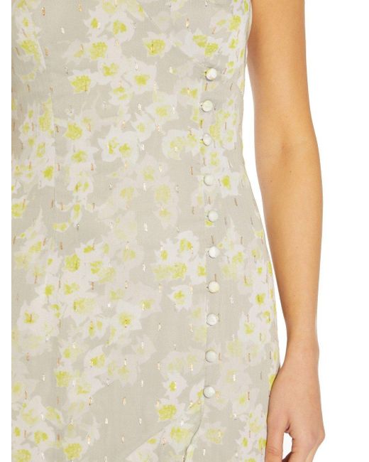 Adrianna Papell Natural Floral Burnout Buttoned Dress