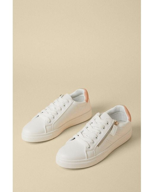 Oasis Natural Zip Side Detail Lace Up Trainers