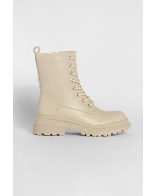 Boohoo Natural Double Sole High Ankle Hiker Boots