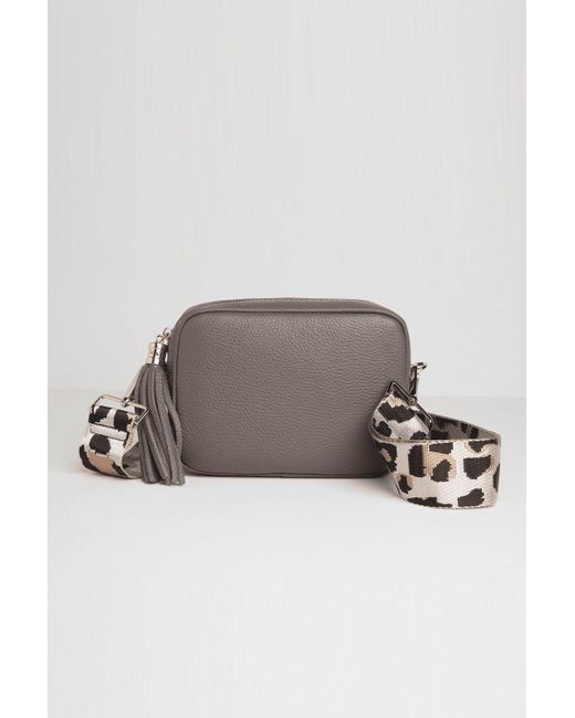 Betsy & Floss Brown 'verona' Crossbody Tassel Bag With Leopard Strap