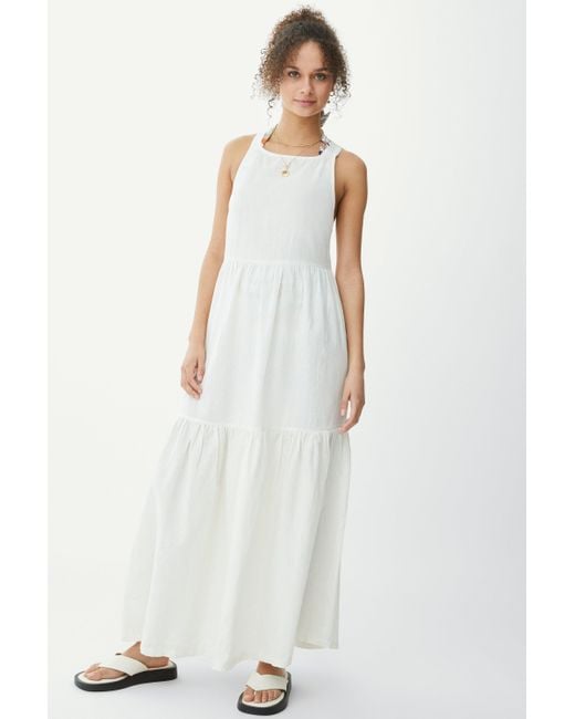 DEBENHAMS White Linen Maxi Dress