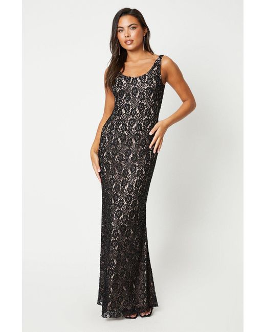 Coast Blue Embellished Lace Column Gown