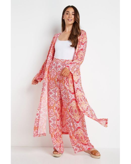 Wallis Pink Paisley Long Line Kimono Jacket