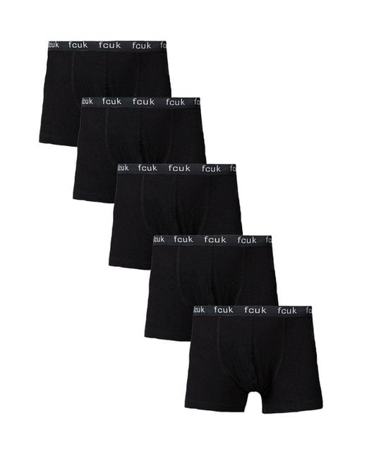 French Connection Black 5 Pack Cotton Boxers for men