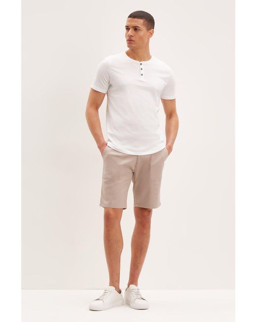 Burton Regular Fit White Short Sleeve Grandad T-shirt for men