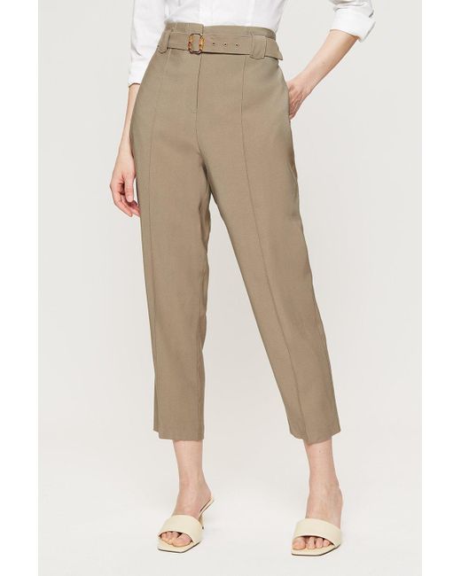 Dorothy Perkins Natural Khaki Bamboo Buckle Belted Trousers