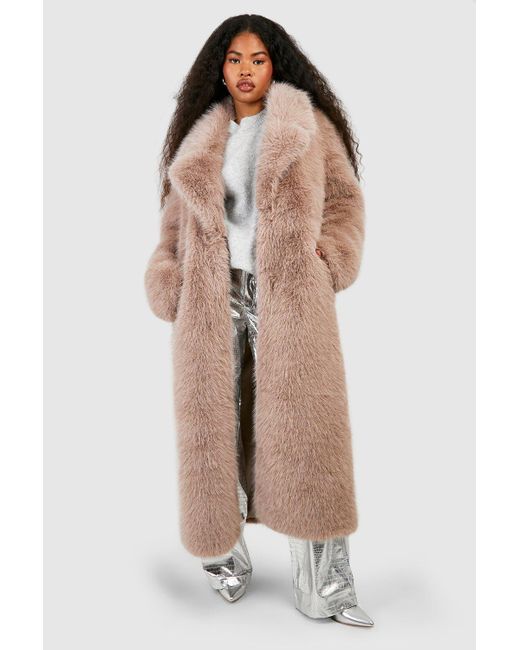 Boohoo Natural Premium Faux Fur Maxi Coat