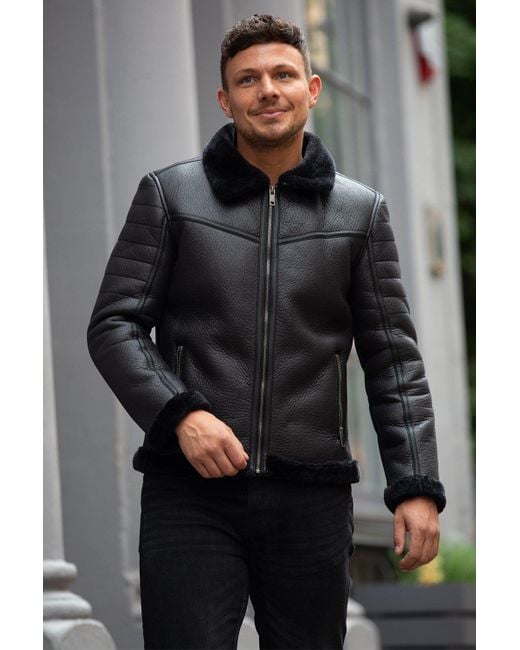 Brave Soul Gray 'blackout' Faux Leather Aviator Jacket for men