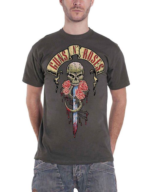 Guns N Roses Gray Dripping Dagger T Shirt