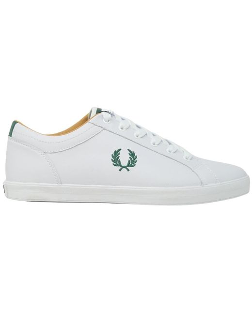 Fred Perry Gray Baseline Leather White Trainers for men