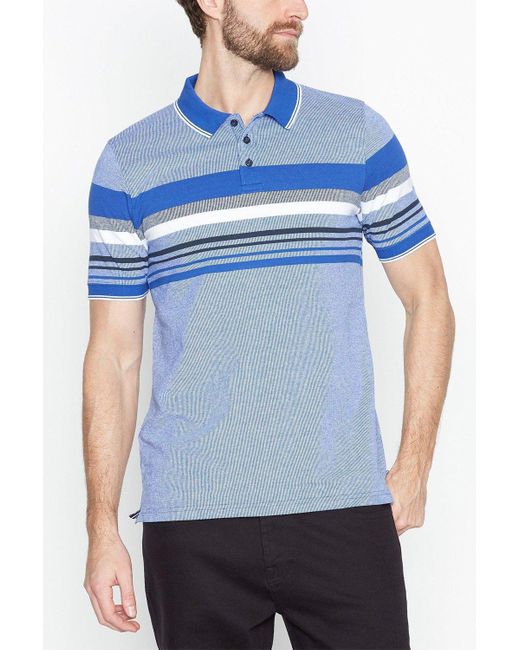 MAINE Blue Striped Polo Shirt for men