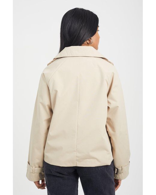 Brave Soul Natural 'brandy' Double Breasted Cropped Trench Coat