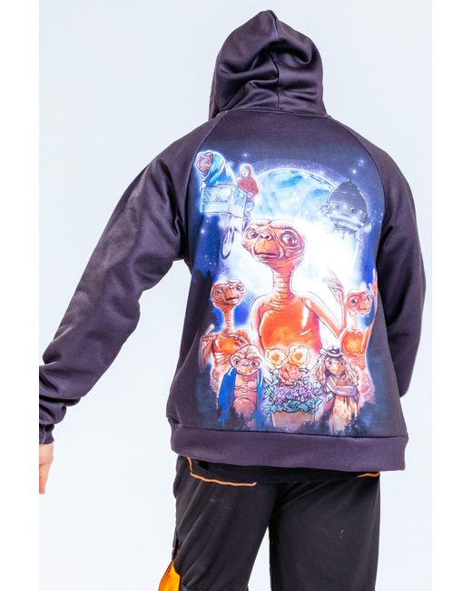 Hype Blue X E.t Graphic Print Pullover Hoodie for men