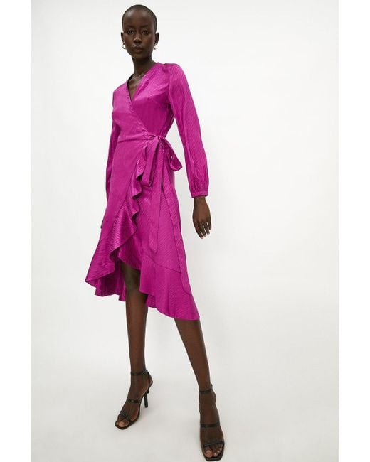 Coast Purple Satin Wrap Midi Dress