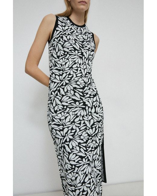 Warehouse Multicolor Premium Knit Floral Jacquard Sleeveless Dress