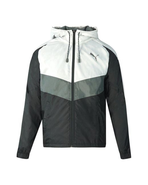 PUMA Gray Reactive Lined Tricot Woven Black Jacket for men