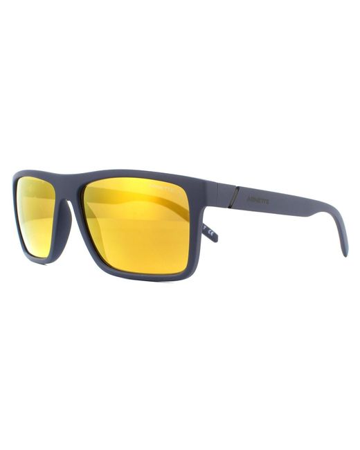 Arnette Yellow Rectangle Matte Blue Brown Orange 24k Iridium Sunglasses for men