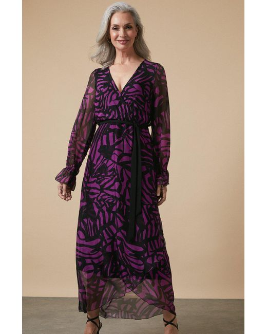 Wallis Purple Silk Mix Wrap Midi Dress