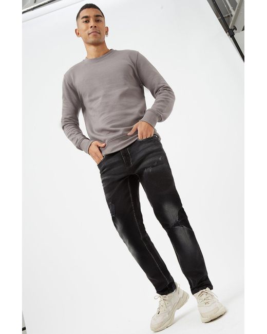 Burton Black Skinny Dark Grey Rip And Repair Jeans for men