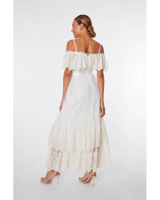 Amelia Rose White Lace Maxi Dress