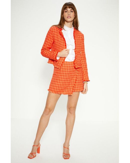Orange shop check blazer